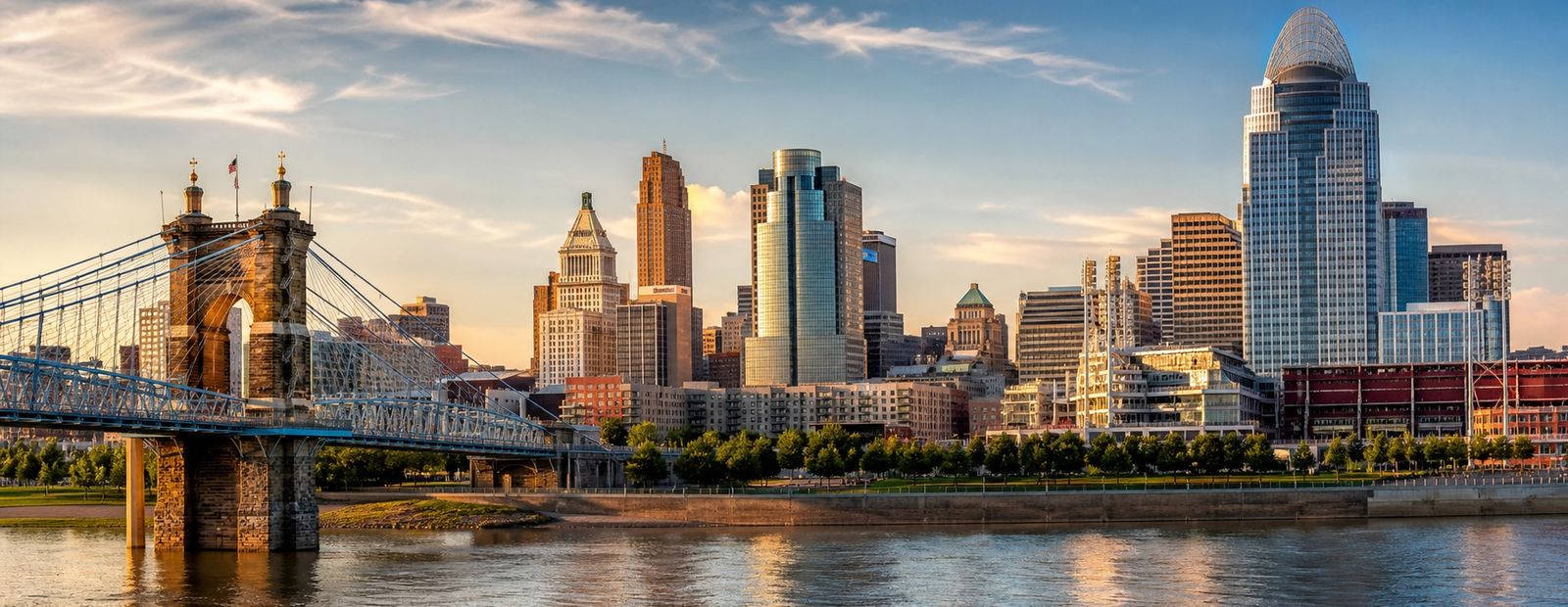 Downtown Cincinnati skyline along the Ohio River